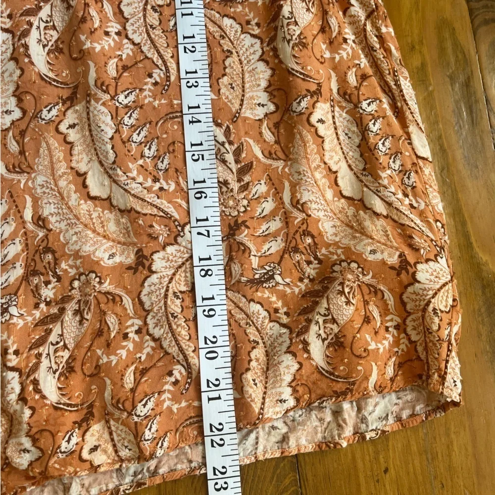 JOIE Bohemian Rayon Printed Ruffle Blouse Top Metallic Accent size Medium - Picture 9 of 10